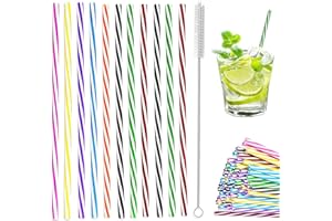 Cannuccia Riutilizzabile - 60 Pezzi Cannucce Riutilizzabili Bambini in Plastica con 1 Spazzola - Cannucce Cocktail - Cannucce per Bibite con Feste ed Estate - Gicctyble