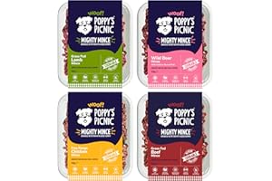 POPPY'S PICNIC Poppy’s Picnic - MIGHTY MINCE Variety Pack – 8 Pack Frozen Dog Food – High Protein Fresh Food – Frozen Raw – Beef, Chicken, Lamb & Wild Boar Mince for Dogs + Super Sprinkles – Cookable Food – 8 x 450g