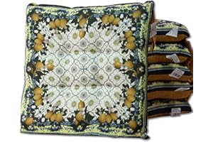 HABITA 33 HOME Cuscini Sedie Cucina Set da 6 (40x40x5cm) Cuscini, Coprisedia Cucina, Cuscini per Sedie Quadrati, Cuscino Sedia con Laccetti Decori Assortiti Trapuntati al Centro (Lime)