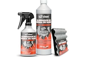 BIO-CHEM CLEANTEC Bio-Chem - Eliminador de Resina de Humo 1L + 0,5L + Esponja - 2 en 1 Limpiador desengrasante Spray Limpiador de Resina para Parrillas y barbacoas - Mantenimiento de Parrillas de Barbacoa