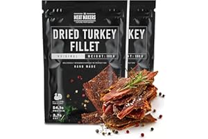 THE MEAT MAKERS - Original Dried Turkey Fillet 200g - Filet de dinde séché, viande de dinde séchée, collation à la viande à haute teneur en protéines. Idéal pour le sport, les pique-niques, au bureau