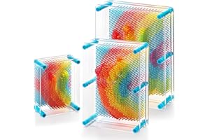 Hacaroa 3 Stück 3D Pin Art Toy, Regenbogen Kunststoff Pin Art Board Sensorik Spielzeug, Pin Impression Skulptur Nadel Spielzeug für autistische Kinder, Kinder, Erwachsene, 3 Größen