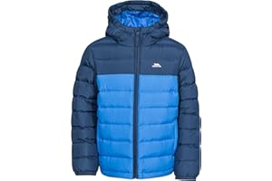 Trespass Kids Padded Jacket Oskar B - Contrast Zip, 2 Pockets, Full Cuffs Elastication, Grown on Hood, Padded Quilted, Rounded Dip at Back, Woven Shell