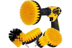 MaoXinTek Ensemble de Brosse de Nettoyage 4 Pièces Brosse pour Perceuse Voiture Tapis Baignoire Cuisine Carrelage Toilettes Jaune