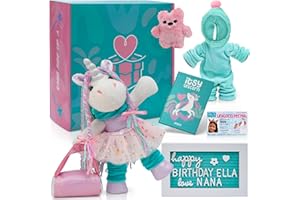AMITIÉ LANE Itsy Unicorn Stuffed Animal Gift Box - Pink Unicorn Plush Toys with Ballerina, Onesie Clothes and Mini Teddy Bear, Good For Unicorns Girl Gifts Age 4-5, Unicorn Toys for Girls Age 6-8, Unicorn Stuff
