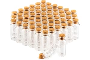 COM-FOUR® 60x sloiczki na przyprawy 10ml z korkiem, zestaw mini szklanych buteleczek, zestaw kieliszków upominkowych, przechowywanie olejków, przypraw, ziól lub herbaty (060 sztuk)