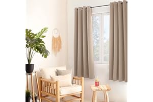 ED ENJOY HOME Enjoy Home – Rideau Occultants Basic - 8 œillets argentés - diam 4cm – 100% Polyester – Tissu Certifié Oeko-TEX - 140x180cm - Coloris Naturel