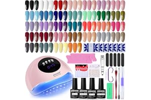 JODSONE 36pz Kit Semipermanente Unghie con Lampade UV Per Unghie, 32 colori Kit Smalto Semipermanente con 4 bottiglie adesive funzionali Gifts for Women