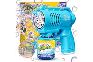 Panamalar Pistola de Burbujas para Niños, Máquina Automática Silenciosa con Luces, 10000+, de Colores/Min Juguetes, 130ml Solución, Exterior Verano Fiesta Boda