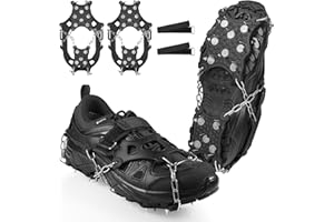 Tranrantic Steigeisen für Wanderschuhe, rutschfest Spikes für Schuhe Winter Grödel für Bergschuhe, 26 Zähne Edelstahl Schuhspikes Schnee＆EIS, Schneeketten für Schuhe, Crampons für Wanderung Angeln