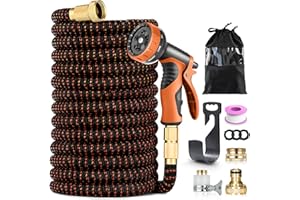 Rantizon Manguera Extensible 45 Metros, Boquilla en 10 Modos, 3/4 "- 1/2" Conector de Latón, Antienredos, Alta Presión y Duradera para Riego y Limpieza