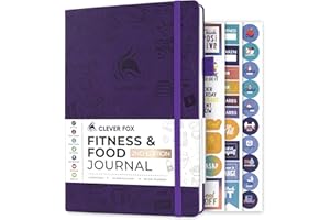Clever Fox Fitness & Food Journal – Nutrition & Workout Planner for Women & Men – Diet & Gym Exercise Log Book with Calendars, Diet & Training Trackers - Undated, A5, Hardcover (Purple)