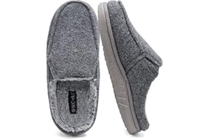 ONCAI Hombre Zapatillas de estar por casa,Zapatillas Familiares Con Suela de Goma Sentro y Fuera de la Sala de Espuma de Memoria de Alta Densidad de Lana y Algodón (EU Talla 6-14)