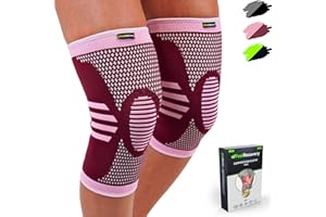 FEEL RECOVERY 2 Ginocchiere Sportive per Uomo e Donne - Tutore per Ginocchio a Compressione - Fascia Elastica per Menisco e Legamenti per Corsa, Sport e Lavoro - Traspiranti e Antiscivolo (M, Bordeaux)