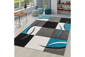 TT Home Tappeto Soggiorno Moderno Pelo Corto Effetto 3D Geometrico A Onde, Colore:Turchese 2, Dimensione:80x150 cm