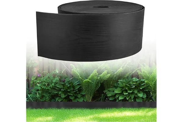 GARDENIX Bordure de pelouse Flexible Aspect Bois - en Plastique - Longueur : 10 m - Hauteur : 8 cm - Noir