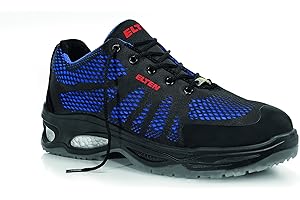 ELTEN Mężczyźni Elten Buty ochronne Logan Blue Low Esd S1, męskie, sportowe, lekkie, czarne/niebieskie, nasadka z tworzywa sztucznegoobuwie ochronne
