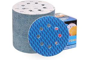 ALPXUXP 80 Pezzi Dischi Abrasivi 125mm,Rotondi Carta Vetrata Grana 240 8 Fori a Forma di Diamante in Blu,Abrasivo Resistente All'intasamento,per Levigatrice Orbitale