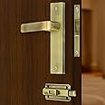 Plantex Heavy Duty Door Lock – Bathroom Door Lock/Mortise 8inch Keyless Plate Handle Set for Home/Bathroom/Store Room/Balcony/Office with Baby Latch (8110, Brass Antique)