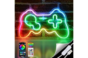 Rdutuok 41 x 26cm Leuchtreklame Gaming Neon Schild Neonlicht Fernbedienung，LED Schild Blau Gamepad Neon Sign,Gaming Zimmer deko,Led Wand für Schlafzimmer Kinder Spielzimmer Party