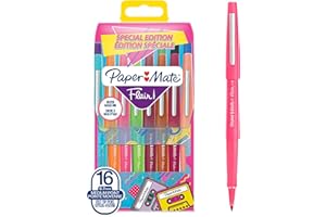 Paper Mate Flair Felt Tip Pens | Medium Point (0.7 mm) Marker Pens | Assorted Retro Colouring Pens | For Kids & Adult Colouring, Journalling & More | 16 Count