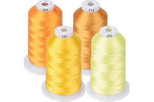 ‎SIMTHREAD Simthread Maschinenstickgarn 5000M Spulen Set Polyester Stickgarn für Babylock, Janome, Kenmore, Singer, W6 N Stickereimaschine (4 Gelb)