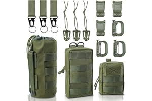 ROSEDREAMER Molle Tasche Klein 3 Pack Taktische Hüfttaschen Taktische Tasche mit 12 Zubehör Tactical Bag Multifunktional Bauchtasche Kompakt Gürteltasche EDC Pouch Militär für Camping Radtouren Training