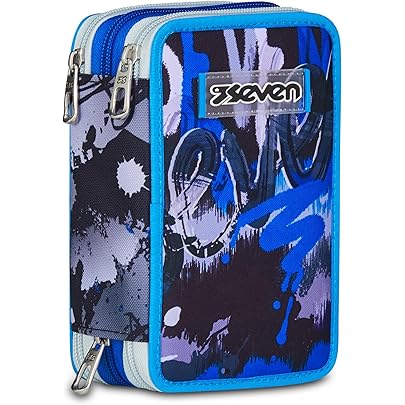 Seven Astuccio 3 Zip Con 44 Pezzi - Matite, Pennarelli, Colla, Forbice Per Scuola E Tempo Libero, Multicolore - Foto 3