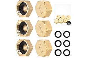 ZHENGYYUU 6 Pcs Brass Blanking Caps 1/2 inch, Radiator Valve Cap, Hex Brass Female Blanking Stop Caps, 19mm Blanking Nut Radiator Cap for Washing Machine Valve Plumbing Fittings
