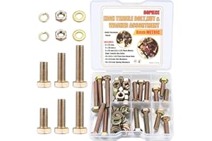 SYBDXJ Sechskantschrauben und Muttern mit Unterlegscheiben, 60 Stk DIN 933 Maschinenschrauben Gewindeschrauben mit Muttern und Unterlegscheiben/Federringe Sortiment Kit - Metrische (M8)