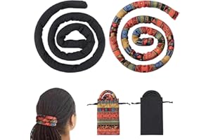 HOMURY 2 sztuki spiralnych opasek do włosów: dredloki, gumka do włosów z torbą do przechowywania, akcesoria do dredów, gumki do włosów, elastyczne, długie, grube, kręcone, dla kobiet i mężczyzn