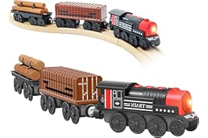 beylon Motorized Train for Wooden Track, 3Pcs Train Toy Set for 3 4 5+Years Old Boy Girl Toddlers, Battery Powered Train Compatible with Thomas & Friends, Brio and Chuggington