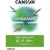 CANSON Mezun Beyaz &Ccedil;izim 160 gsm A5 Kağıt, Hafif Taneli, Tampon Yapıştırılmış Kısa Taraf, 30 Parlak Beyaz &Ccedil;arşaf, &Ouml;ğrenci San