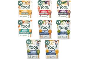Yooji - 48 Repas BIO Midi et Soir Pour Bébé dès 8 Mois - Les Écrasés et P'tit Dîner, Purées Spécial Introduction Morceaux pour la Diversification Alimentaire - 8 Recettes Variées - Lot 16x400g