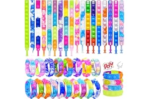 LYJOW Pop It Fidget Toy Pulseras Set 40 Piezas Multicolor Popit Juguete Antiestrés Juguetes De Push Pop Bubble Fidget Juguete Antiestrés Silicona Sensorial De Explotar Burbujas Push Para Niños Adultos