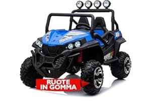 MONDIAL TOYS MONDIALTOYS Macchina Elettrica per Bambini Maxi Buggy Fuoristrada 2 Posti con Ampio Sedile - Auto Elettrica per due Bambini 24v Full Optional (Ruote in Gomma, Blu)