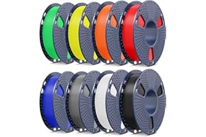 SUNLU 250G*8 PLA+2.0 3D Filament Bundle, Filament Amélioré PLA PLUS 2.0 Multicolore, 250G par Bobine, Lot de 8, Poids Total 2KG, Noir+Blanc+Gris+Rouge+Bleu Klein+Jaune+Vert+Orange soleil
