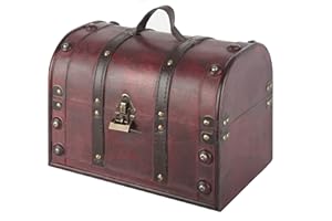 Bingo-Shop Schatztruhe Schatzkiste Holz 30 x 20 x 22cm Mit Deckel Verschluss Piratenkiste Geschenk-Box Verschließbar Aufbewahrungsbox Holztruhe Geldtruhe Vintage-Look