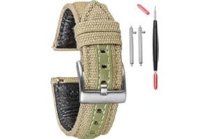 HEMSUT H Canvas Watch Bands, cinturino per orologio a sgancio rapido, cinturini di ricambio in tessuto militare per uomini e donne, scelta di 18 mm 20 mm 22 mm 24 mm, adatto per indossare pesantemente
