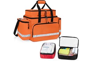 Damero Borsa per paramedico a doppio strato vuota, borsa per traumi di emergenza medica con 2 sacchetti rimovibili e divisori