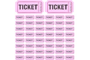 Awleynz 200 Pièces Ticket Tombola Numéroté Étiquette de Billet de Tombola, Billet de Classe, Billet de Tombola en Papier, Billet de Cinéma, Loterie, Couleur (Pink)