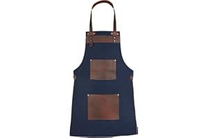 Leathershire Full Grain Leather Canvas Apron Butcher DIY BBQ Cooking Blacksmith Barber woodwork apron