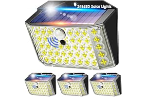 COOLNIGHT Luci Solari da Giardino, 246LED+270°+3 Modalità Faretto LED da Esterno Solare, 2200mAh Faretti Solari a LED da Esterno, IP65 Luci Esterno Energia Solare, Luce Solare LED Esterno, Luci Solari Esterno