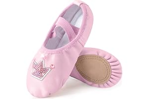 Mulnall Zapatillas de Danza Cuero Zapatos de Ballet y Gimnasia Baile para Niña