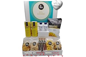 Valeli, Cesta Regalo original 2 Gin Nordés 5cl miniaturas, kit de botánicos para ginebra con 2 tónica Schweppes 33cl y aperitivo frutos secos y snacks. Regalo para él, ella, cumpleaños, padre, amigo