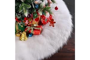 ACXILEXY Falda de Árbol de Navidad de 90 cm Peluche de árbol de Navidad Blanco como la Nieve Piel Sintética Decoraciones para Árboles de Navidad para Decoraciones Navideñas (Blanco)