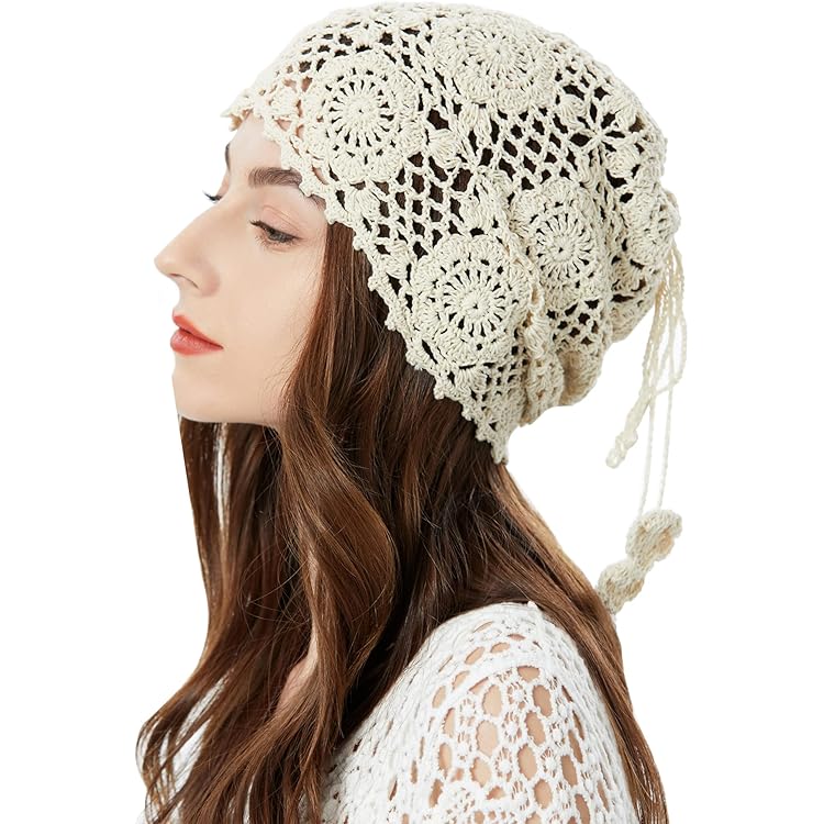 FAIWAD Slouchy Beanie For Women Drawstring Rolled Brim Hat Soft Stretch Knitted Folded Beanie