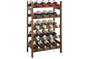 SMIBUY Botellero de bambú, Soporte para 20 Botellas, estantes de Almacenamiento Independientes de 5 Niveles para Cocina, despensa, Bodega, Bar (Nuez)