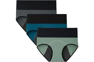 INNERSY Bragas Menstruales Mujer Cintura Alta Braga Menstrual Algodón Ropa Interior Protección Pack de 3