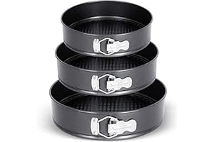 T&B® 3 Pieces 8/9/10 inch Round Cake Tin Non-Stick Spring Form Loose Base Baking Pan Tray - Perfect for Making Delicious Layered Cakes Quickly, Easily And Simply